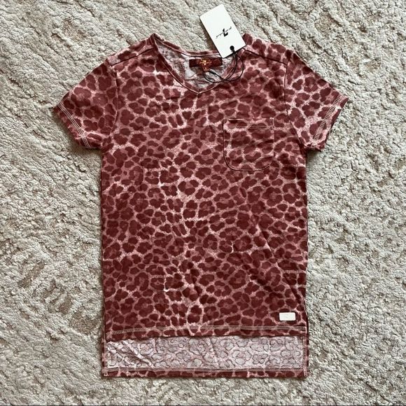 7 for all mankind Pink Leopard Shirt - Picture 1 of 4